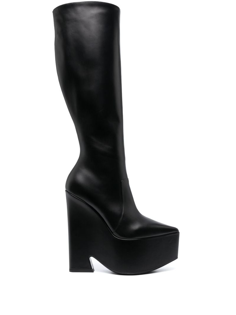 Black Tempest Leather Knee-high Platform Boots