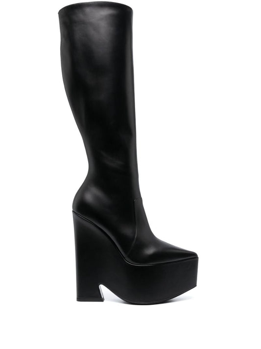 Black Tempest Leather Knee-high Platform Boots