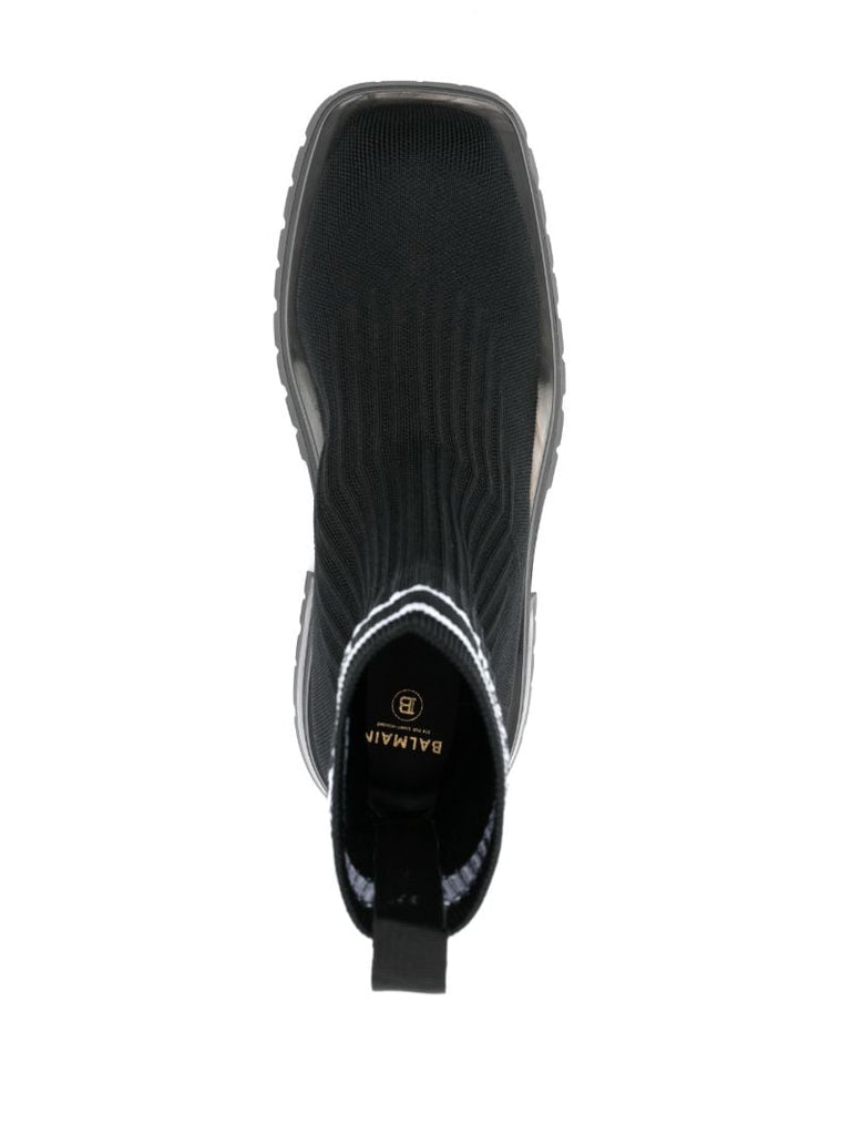 Black Logo Print Knitted Boots