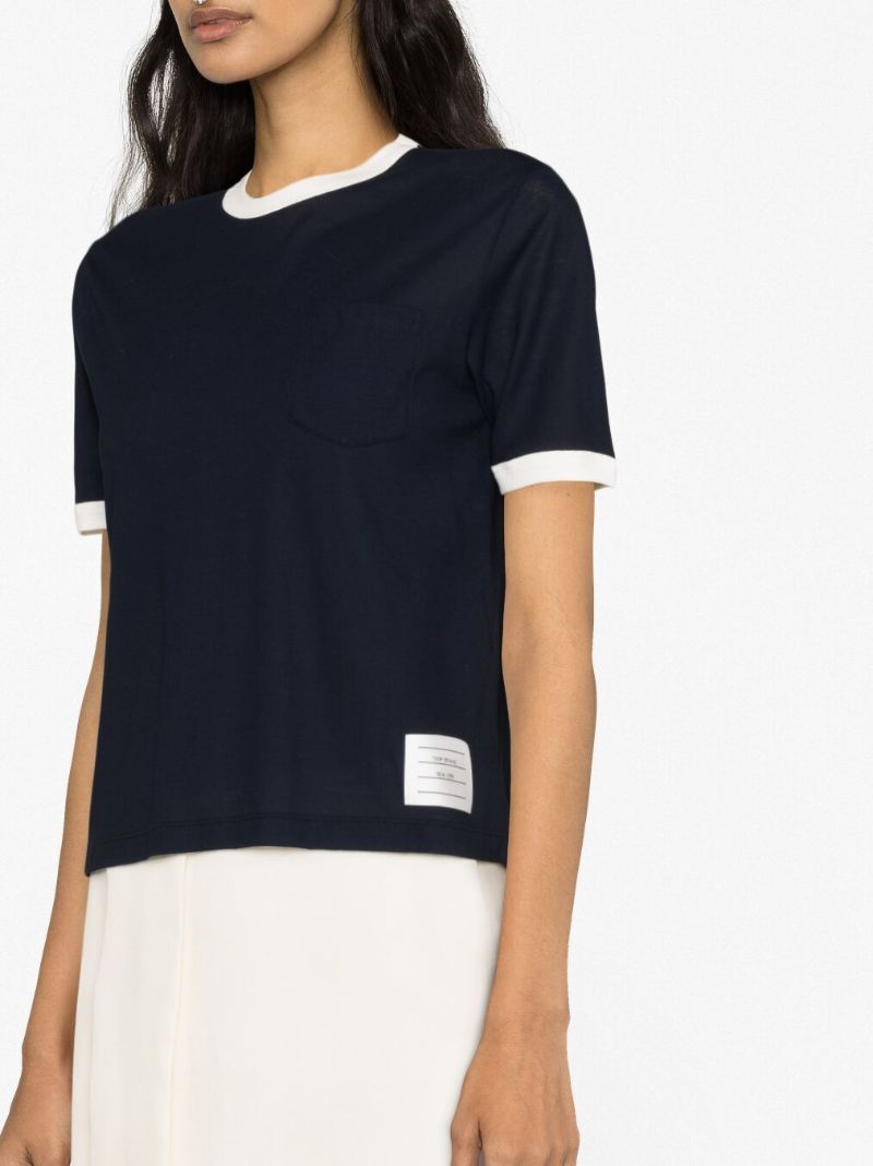 Blue Cotton Ringer T-shirt