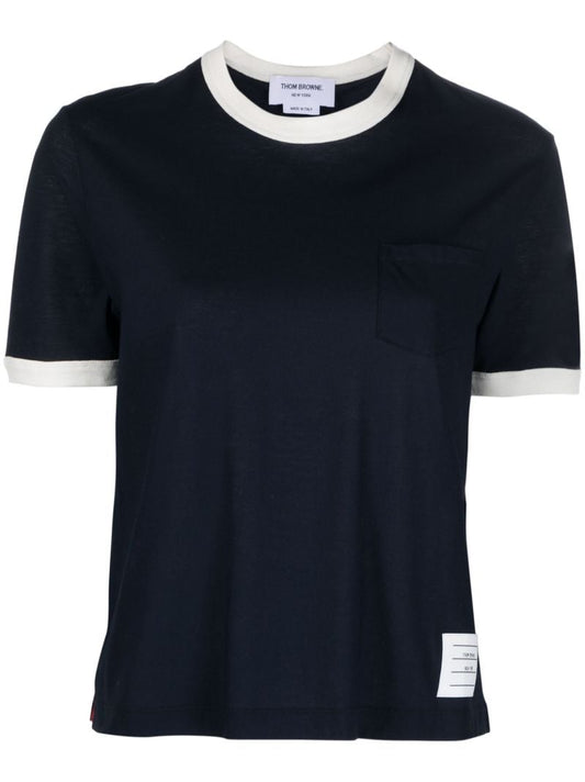 Blue Cotton Ringer T-shirt