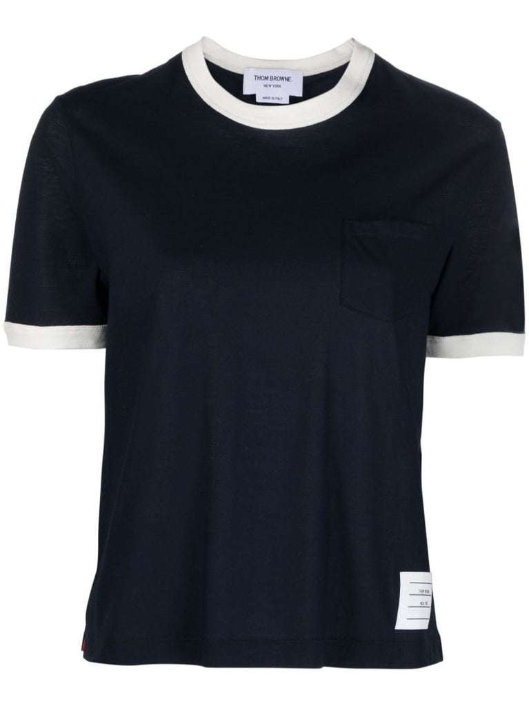 Blue Cotton Ringer T-shirt