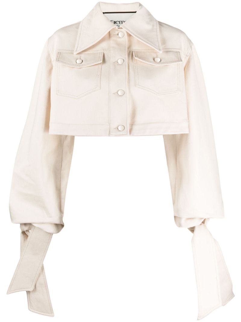 Neutral Cropped Denim Jacket