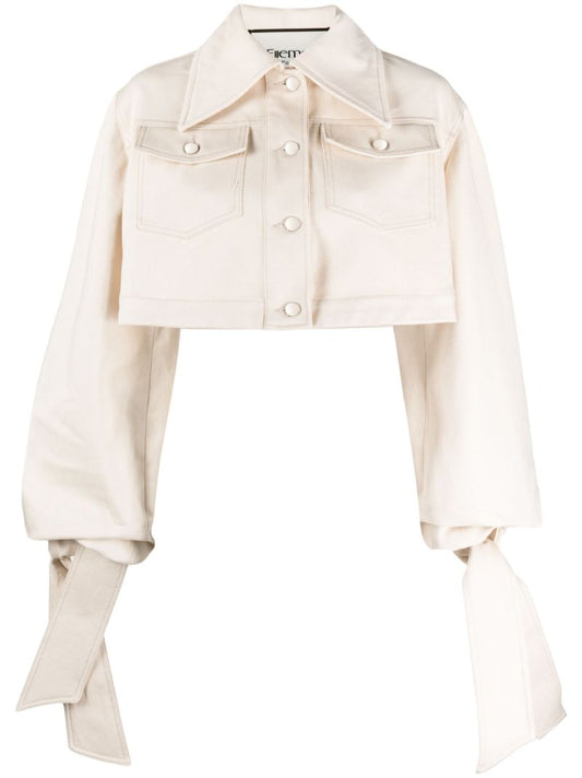 Neutral Cropped Denim Jacket
