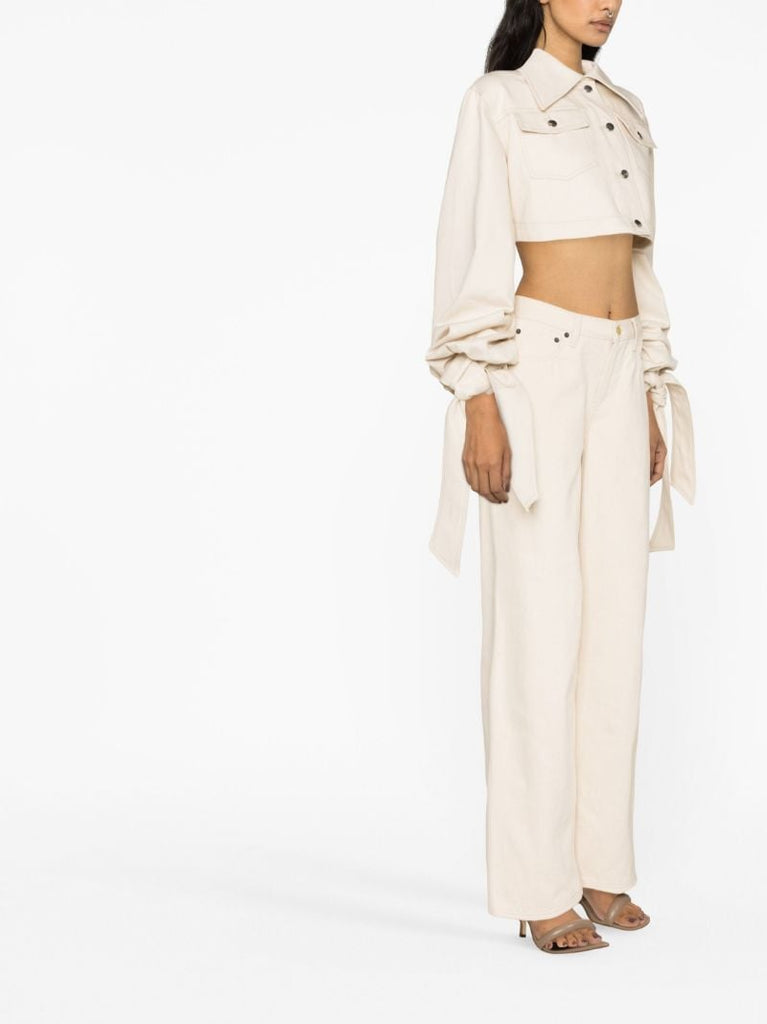 Neutral Cropped Denim Jacket