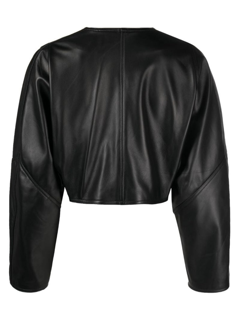 Black Cropped Leather Jacket