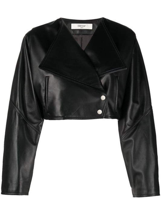 Black Cropped Leather Jacket