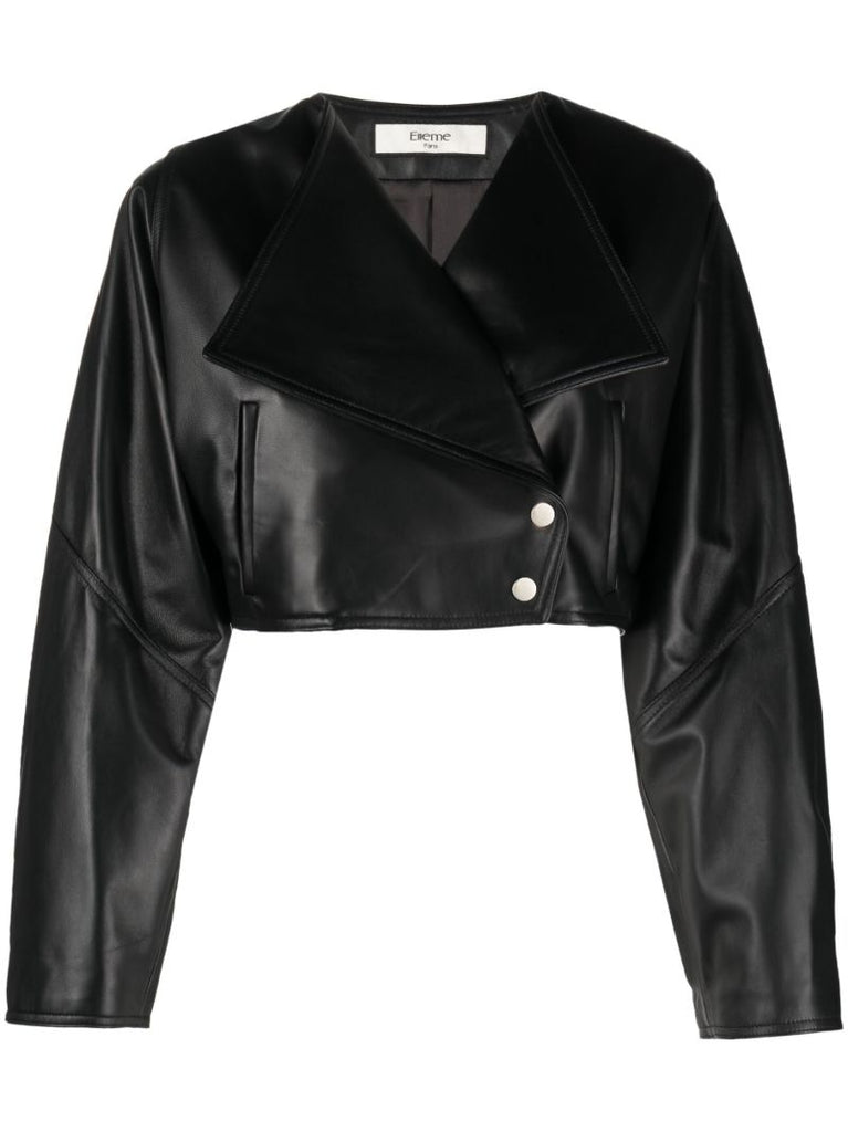 Black Cropped Leather Jacket