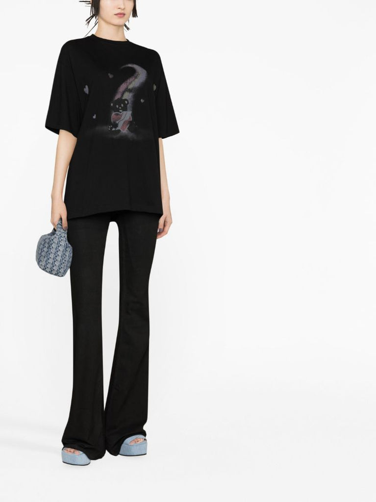 Black Teddy Bear Cotton T-shirt