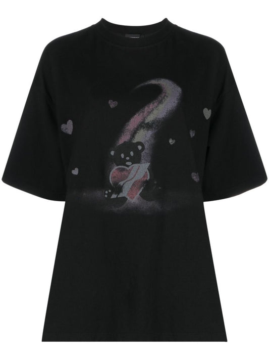 Black Teddy Bear Cotton T-shirt