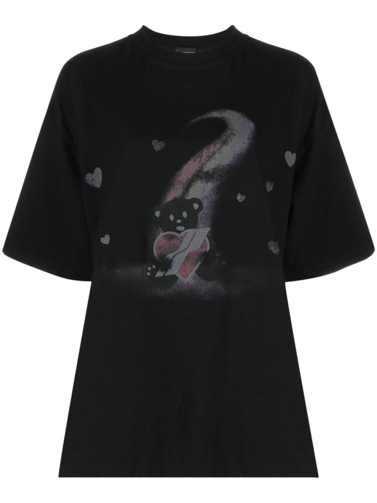 Black Teddy Bear Cotton T-shirt