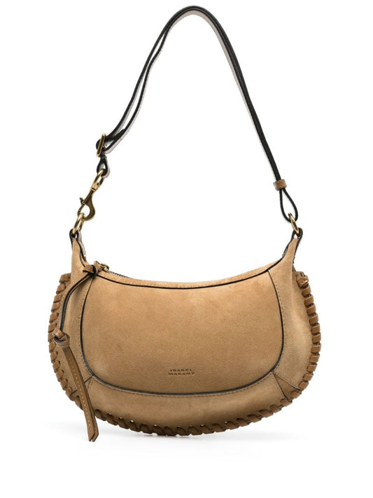 Brown Oskan Moon Suede Shoulder Bag