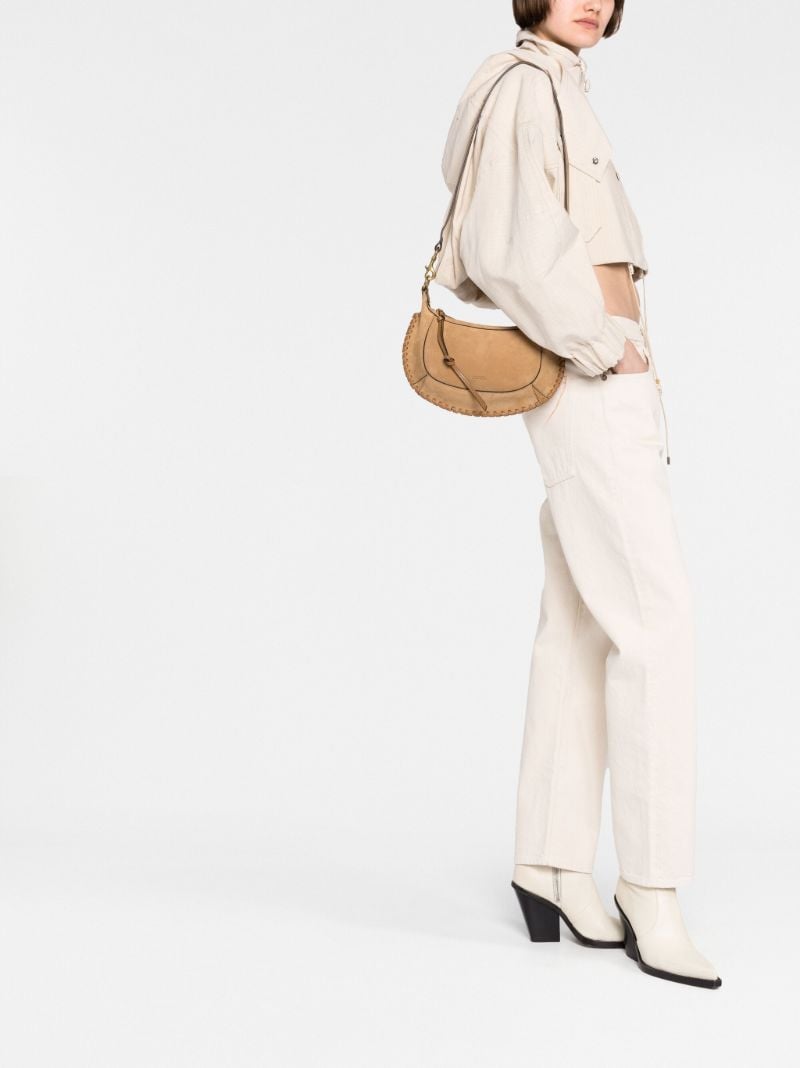 Brown Oskan Moon Suede Shoulder Bag