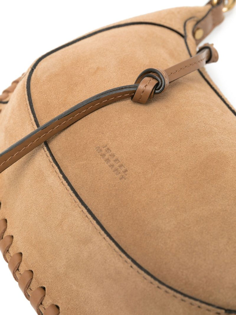 Brown Oskan Moon Suede Shoulder Bag