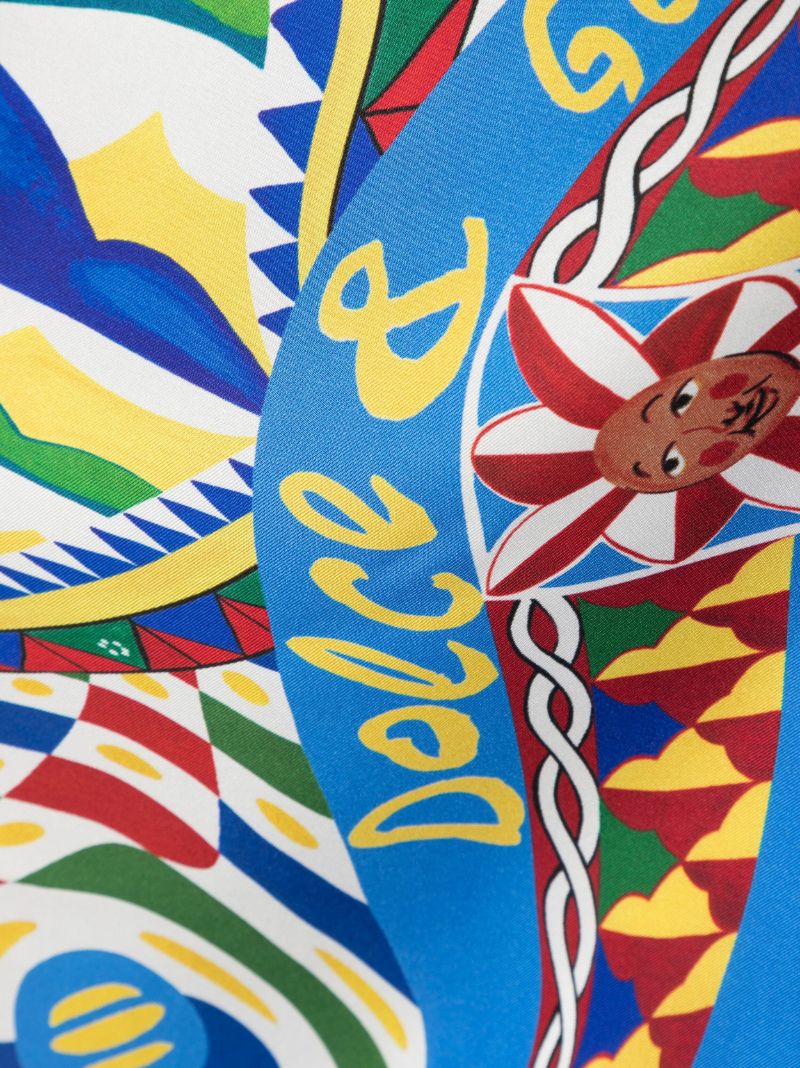 Blue Carretto-print Silk Scarf