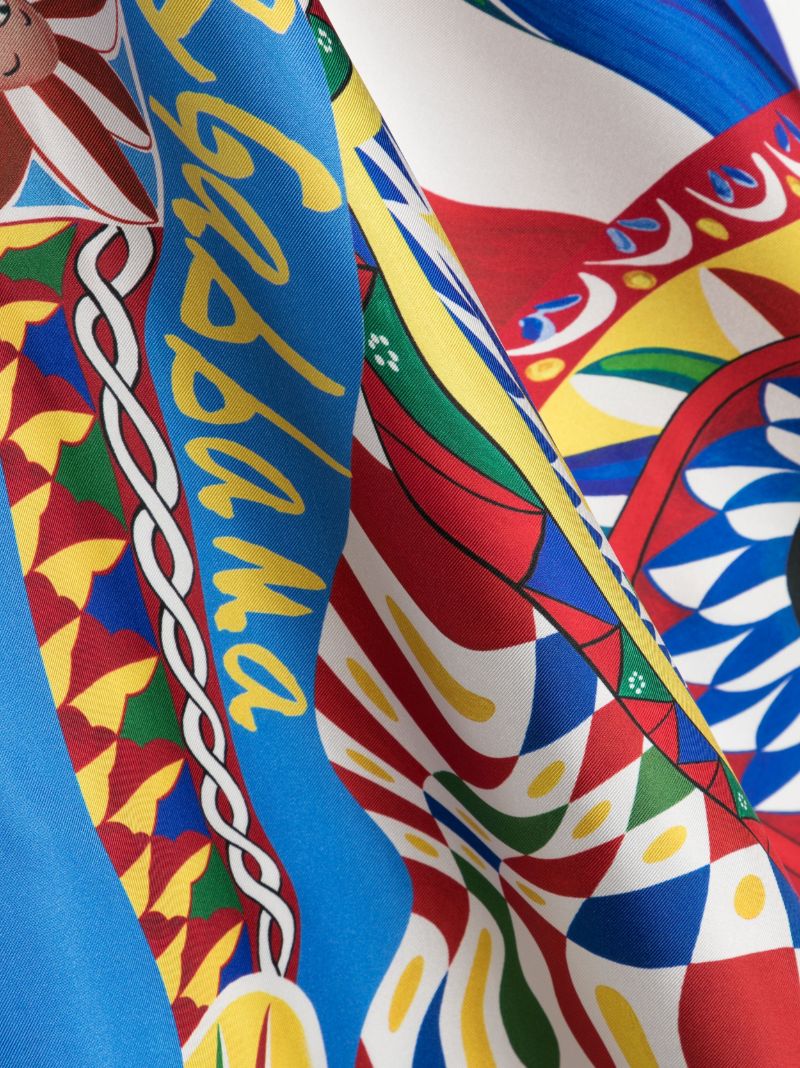 Blue Carretto-print Silk Scarf