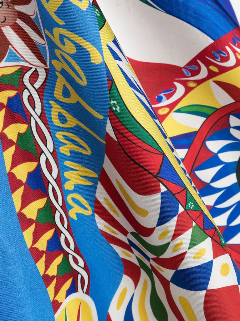 Blue Carretto-print Silk Scarf