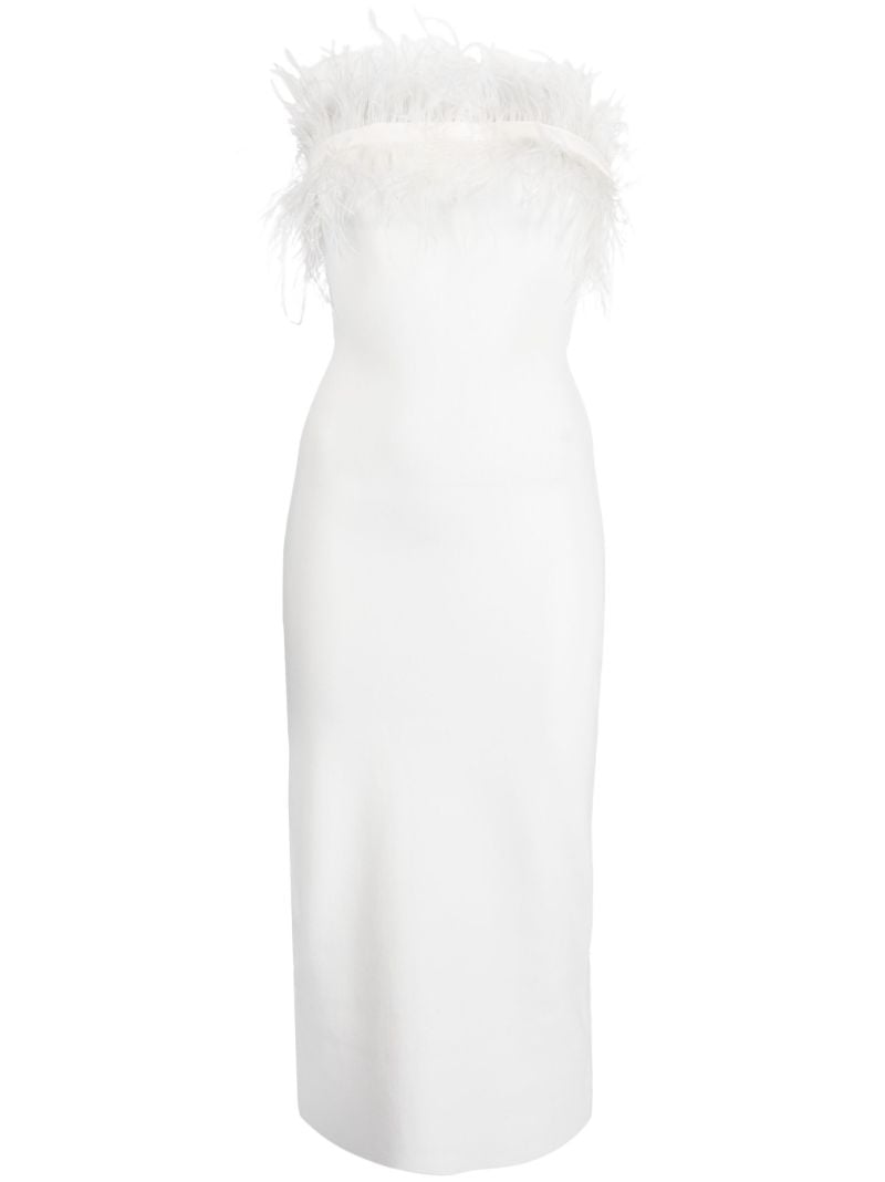 White Nellie Feather-trim Midi Dress