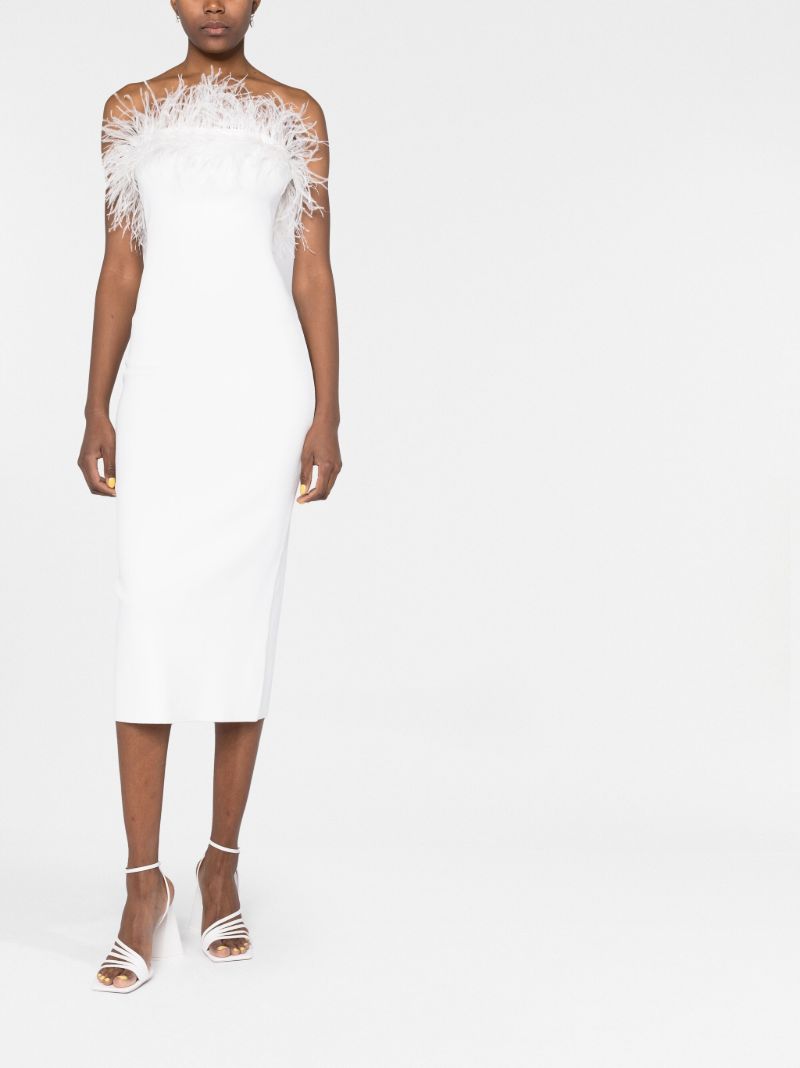 White Nellie Feather-trim Midi Dress