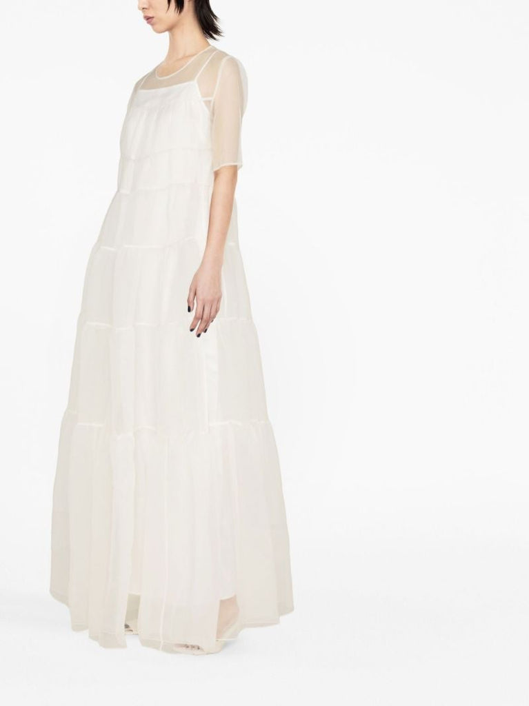 White Hyacinth Tiered Organza Dress