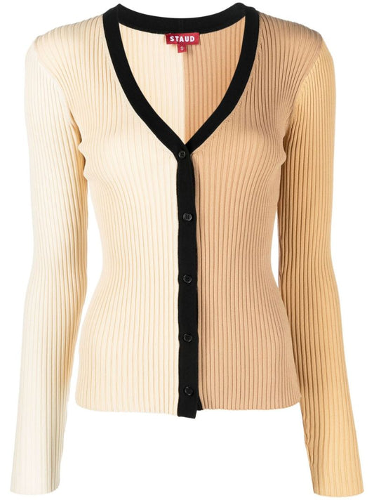 Neutral Cargo Ribbed Knit Cardigan