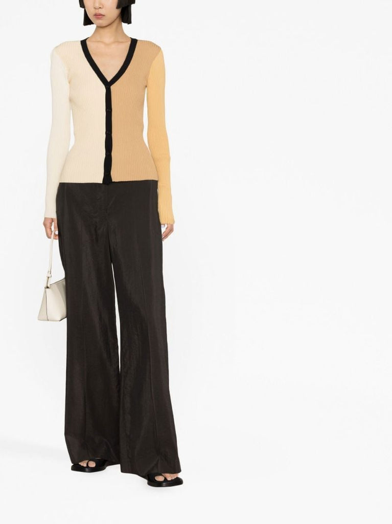 Neutral Cargo Ribbed Knit Cardigan