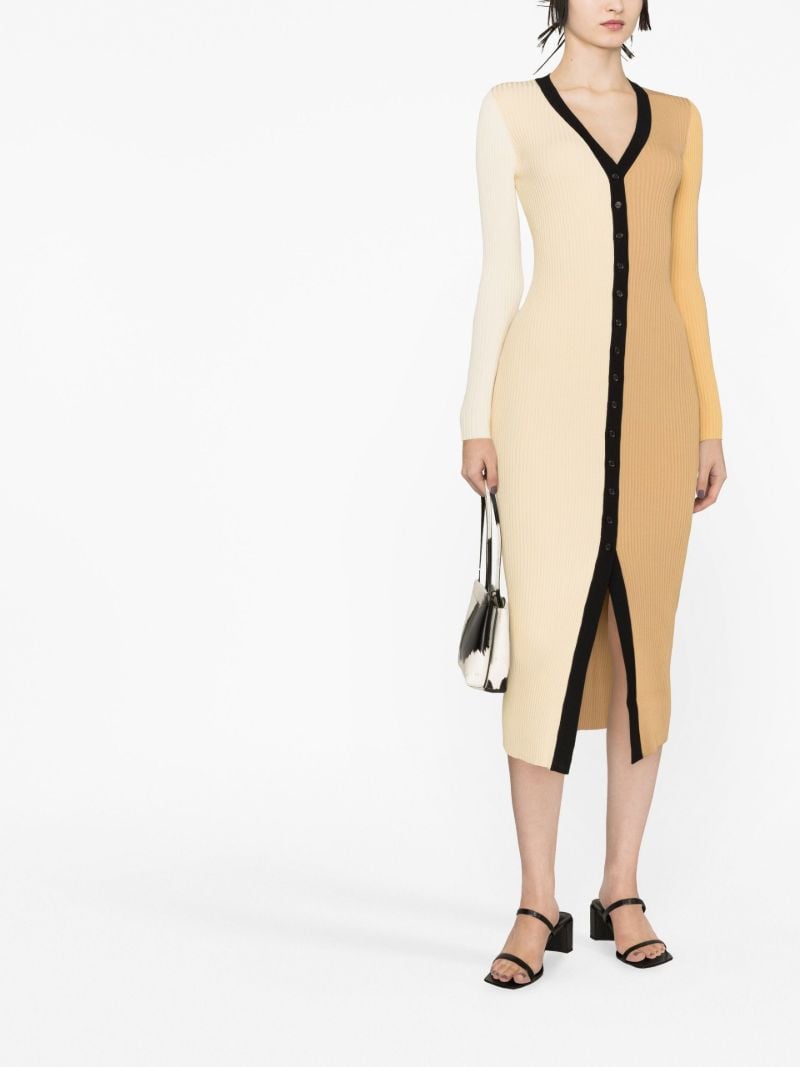 Neutral Shoko Ribbed Midi Dress
