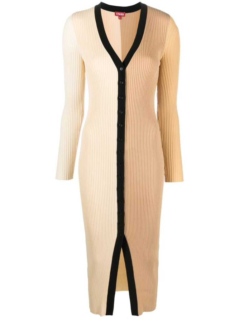 Neutral Shoko Ribbed Midi Dress