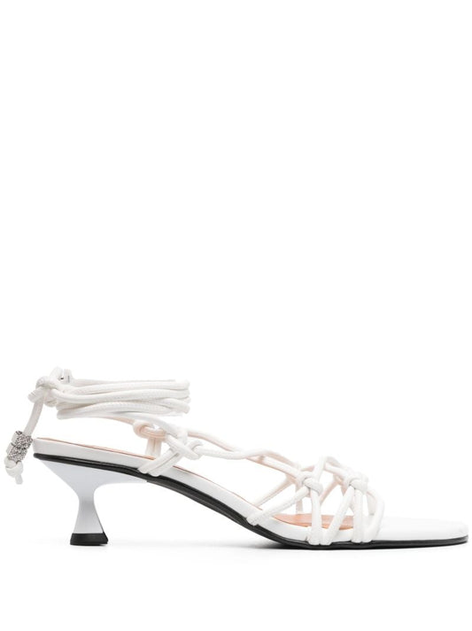White Knots Kitten-heel Sandals
