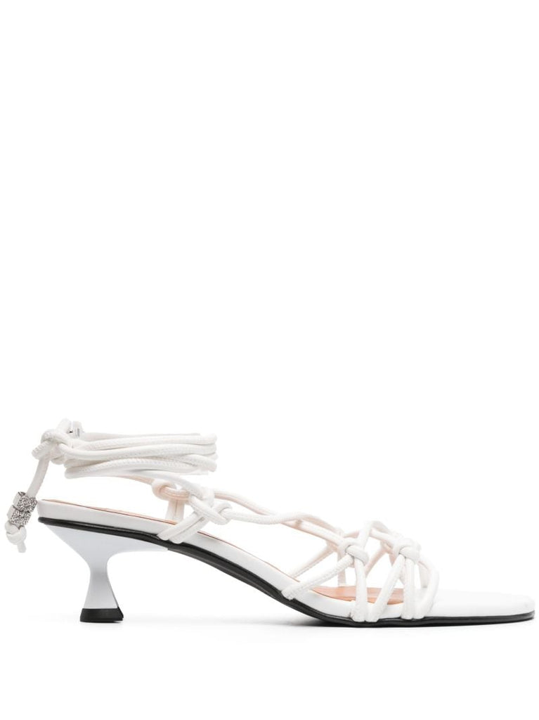 White Knots Kitten-heel Sandals