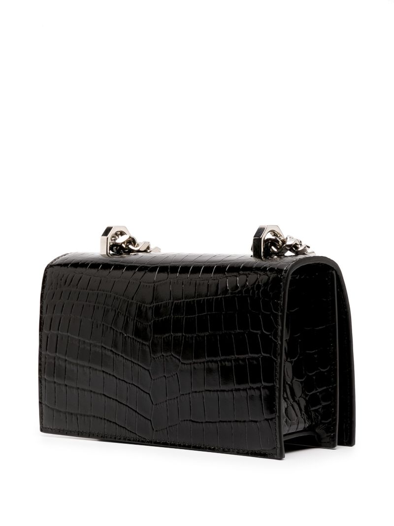 Black Jewelled Leather Shoulder Bag