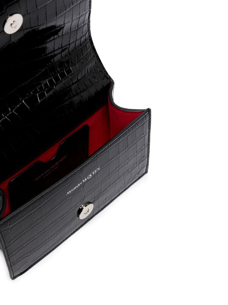 Black Jewelled Leather Shoulder Bag
