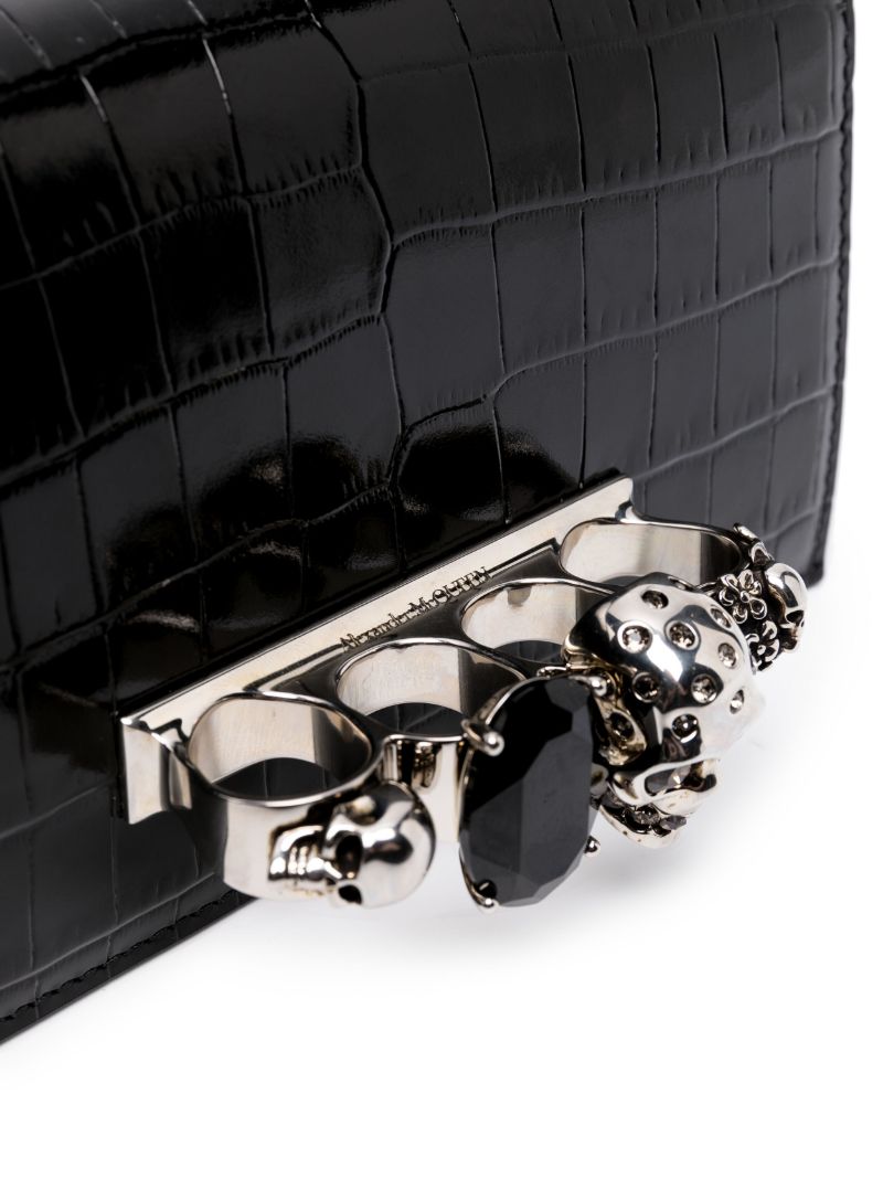 Black Jewelled Leather Shoulder Bag