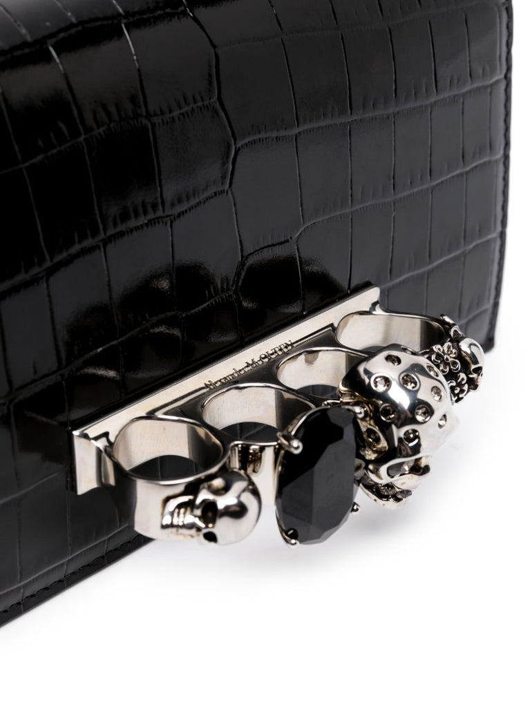 Black Jewelled Leather Shoulder Bag