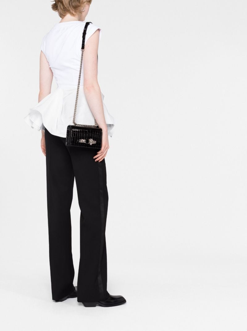 Black Jewelled Leather Shoulder Bag
