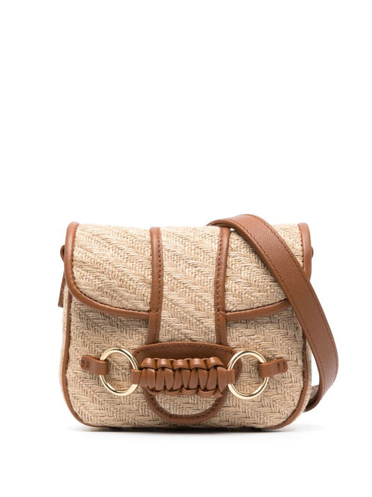 Brown Sadie Jute Cross Body Bag