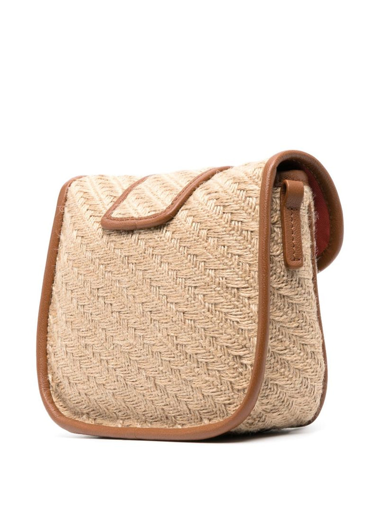 Brown Sadie Jute Cross Body Bag