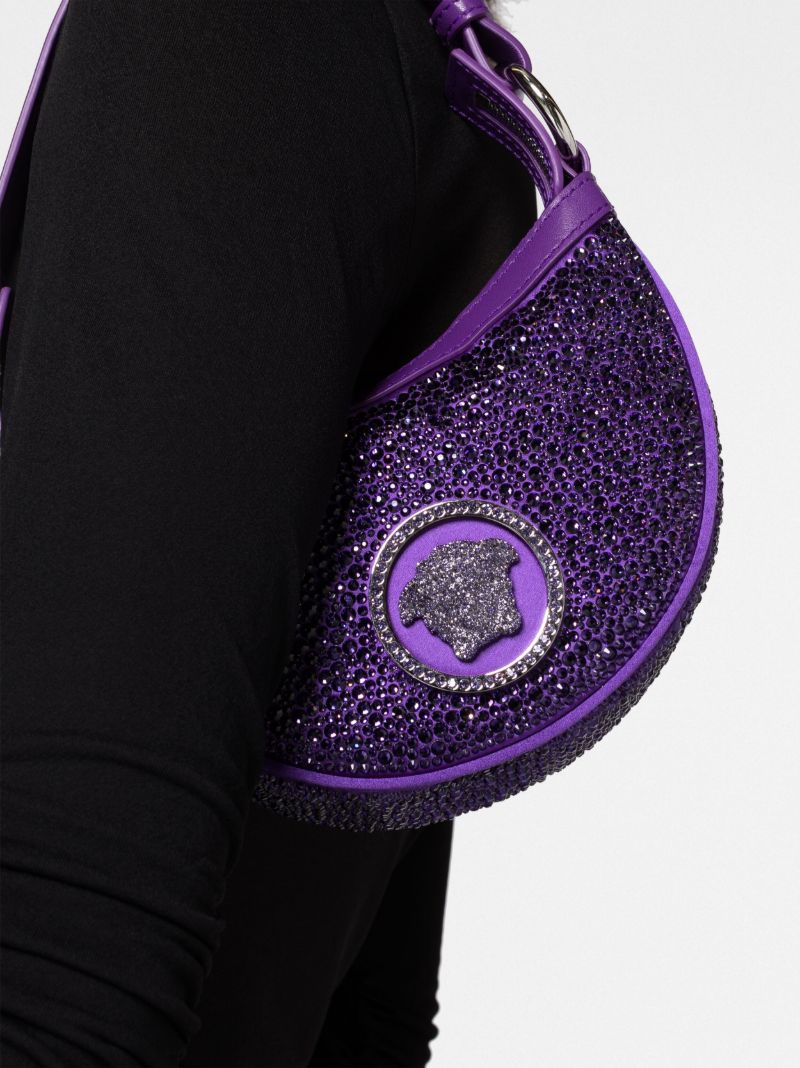 Purple Crystal Embellished Medusa Mini Bag