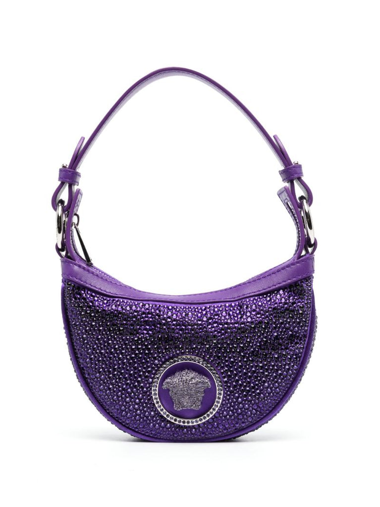 Purple Crystal Embellished Medusa Mini Bag