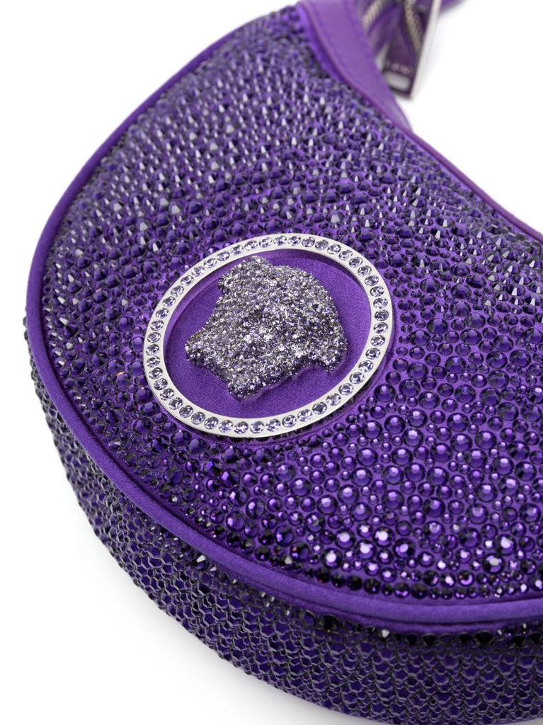 Purple Crystal Embellished Medusa Mini Bag