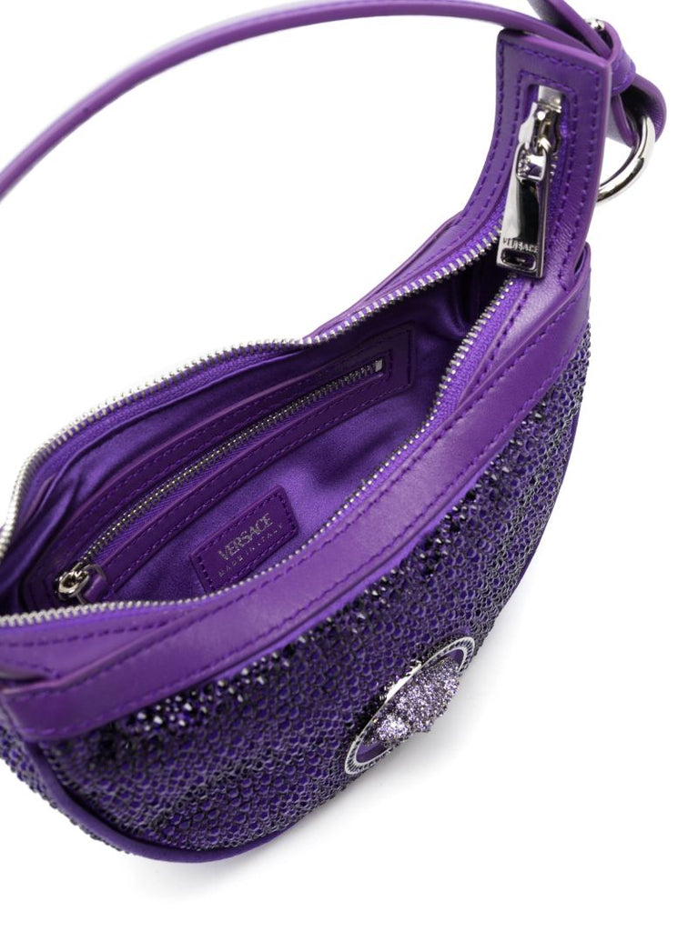 Purple Crystal Embellished Medusa Mini Bag