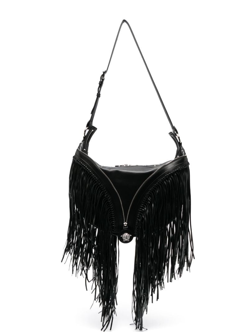 Black Fringed Repeat Shoulder Bag