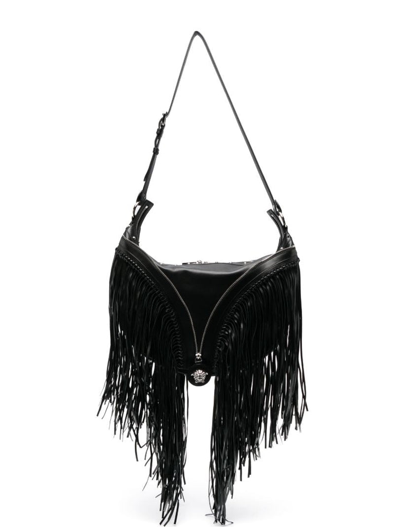 Black Fringed Repeat Shoulder Bag