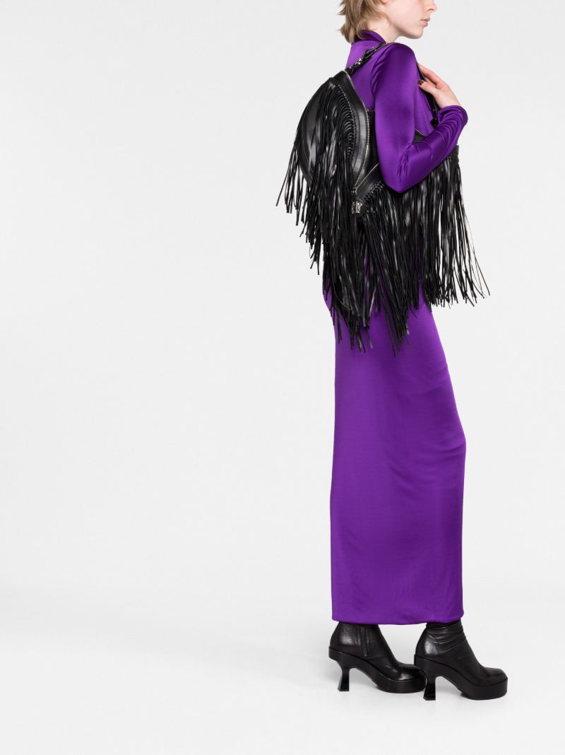 Black Fringed Repeat Shoulder Bag