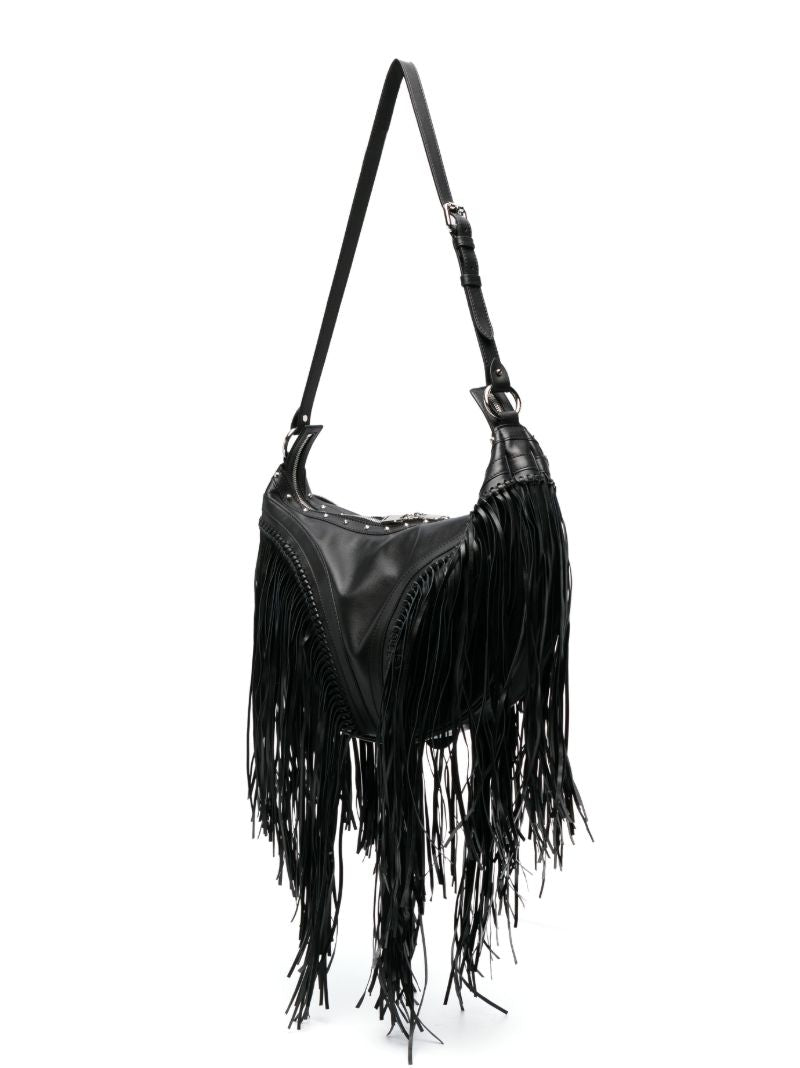 Black Fringed Repeat Shoulder Bag