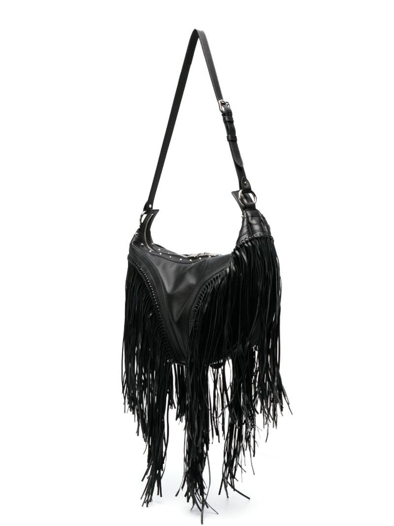 Black Fringed Repeat Shoulder Bag