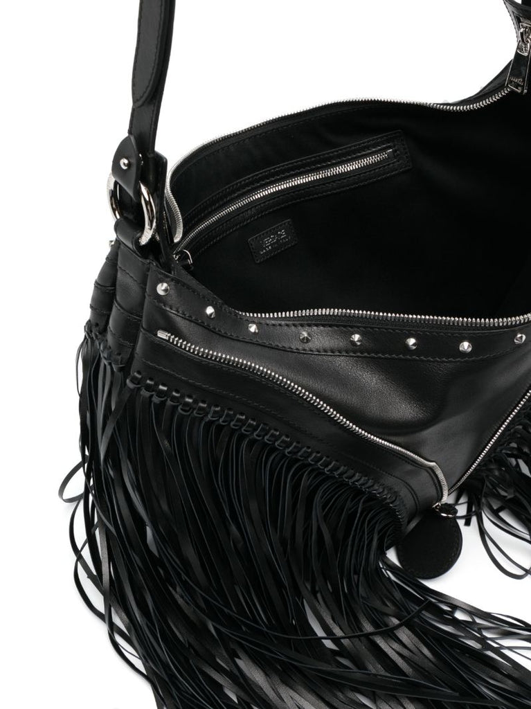 Black Fringed Repeat Shoulder Bag