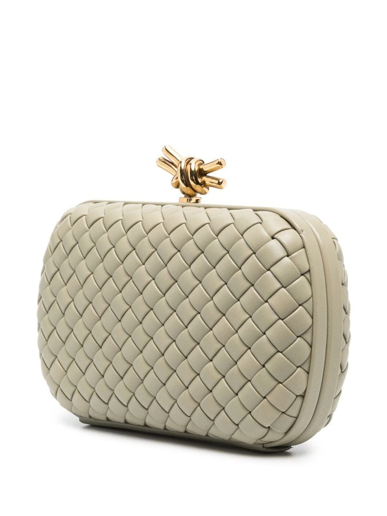 Green Knot Leather Clutch Bag