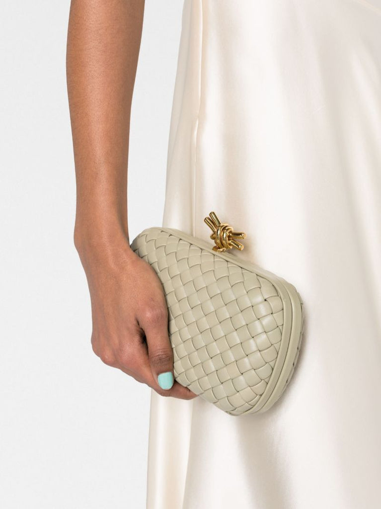 Green Knot Leather Clutch Bag