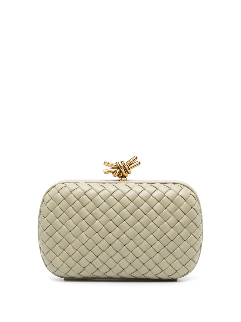 Green Knot Leather Clutch Bag